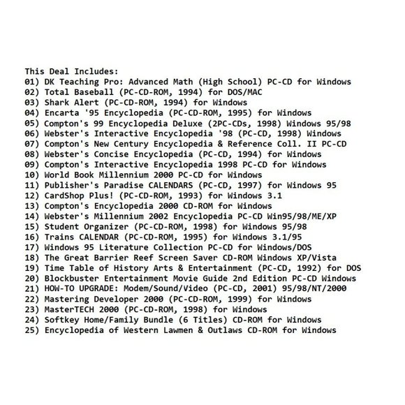 100 MISC CD-ROM LOT 1&2 - PC Software Lot CLEARANCE - NEW CD's in Sleeves - Picture 2 of 8